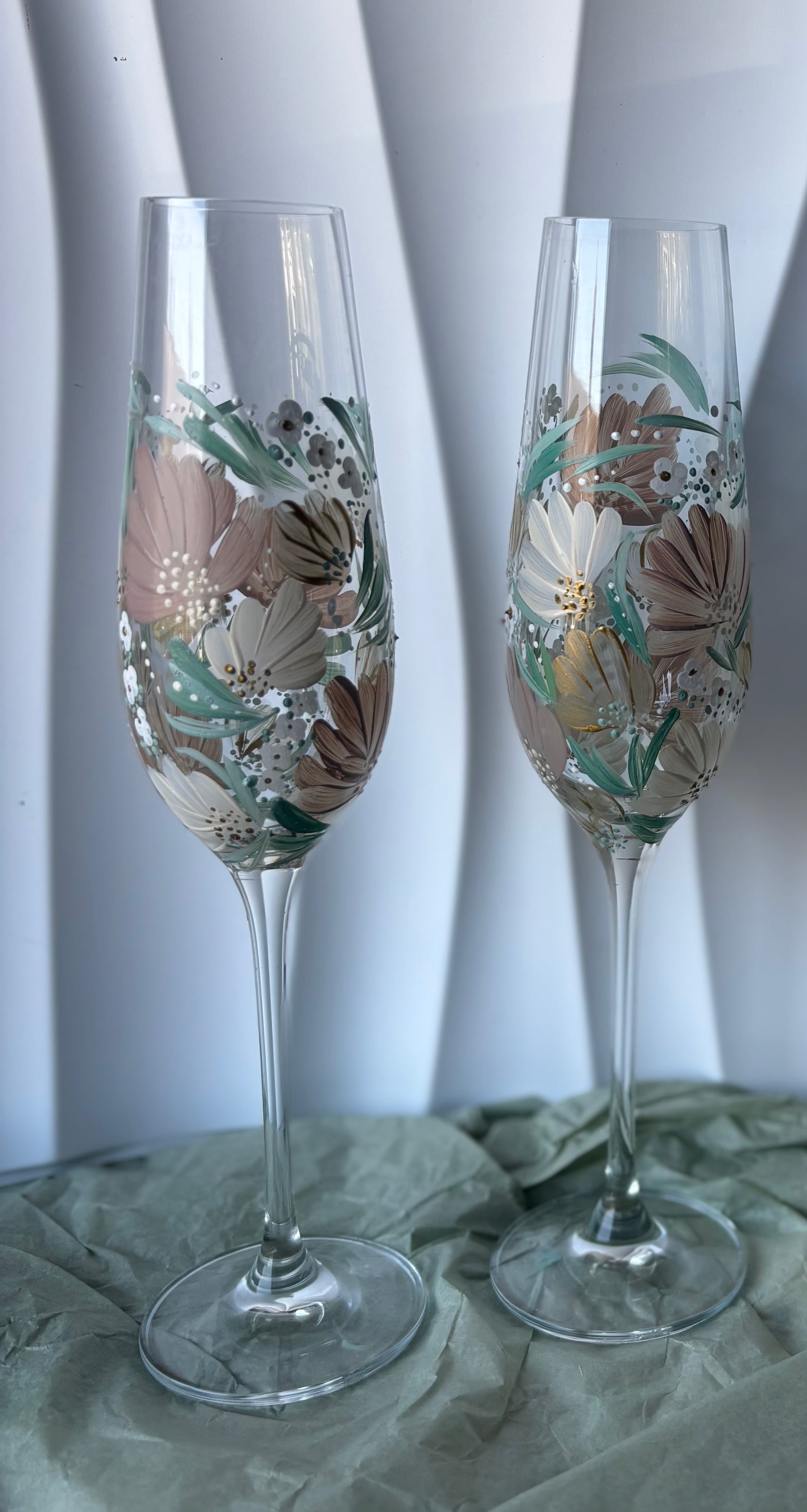 Bespoke Hand Painted Champagne Glasses