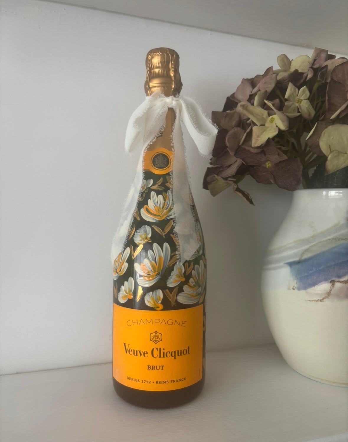 Custom Painted Champagne Bottle for Celebrations – Painting Service Only